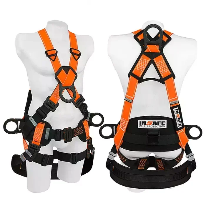 Arnés 4 argollas dieléctrico reflectivo con soporte lumbar IN 8009-1M-RX-A INSAFE para trabajos en altura.