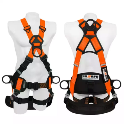 Arnés 4 argollas dieléctrico tipo X con soporte lumbar IN 8009-1ML-A INSAFE para trabajos en altura.