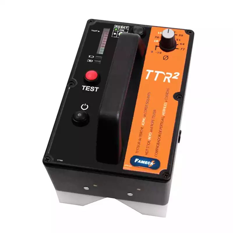 comprobador de pértigas aislantes y cuerdas, modelo TTR2, fabricado por la empresa francesa Fameca.
